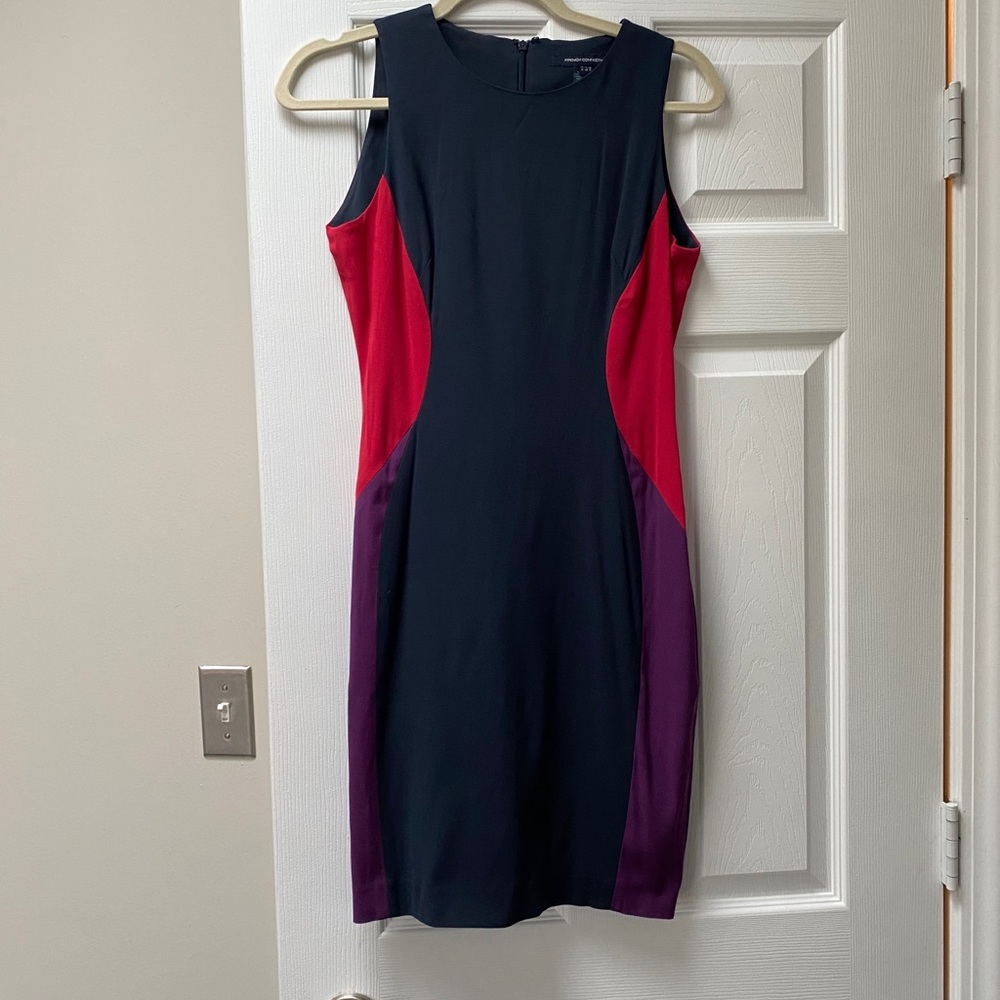 French Connection Navy Red Purple Color Block Mini
